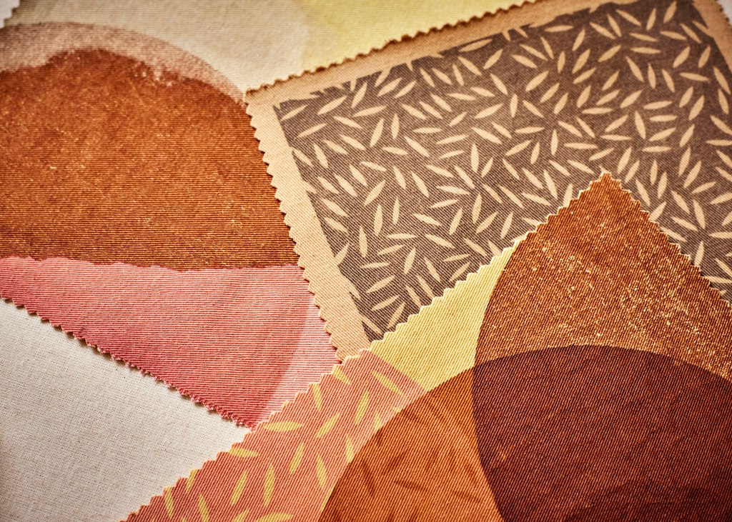 hand printed and hand dyed textiles with natural dyes including weld and cutch